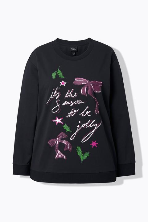 Produktbild Ulla Popken Weihnachts-Sweatshirt, Schleifen, Rundhals, Langarm (54)
