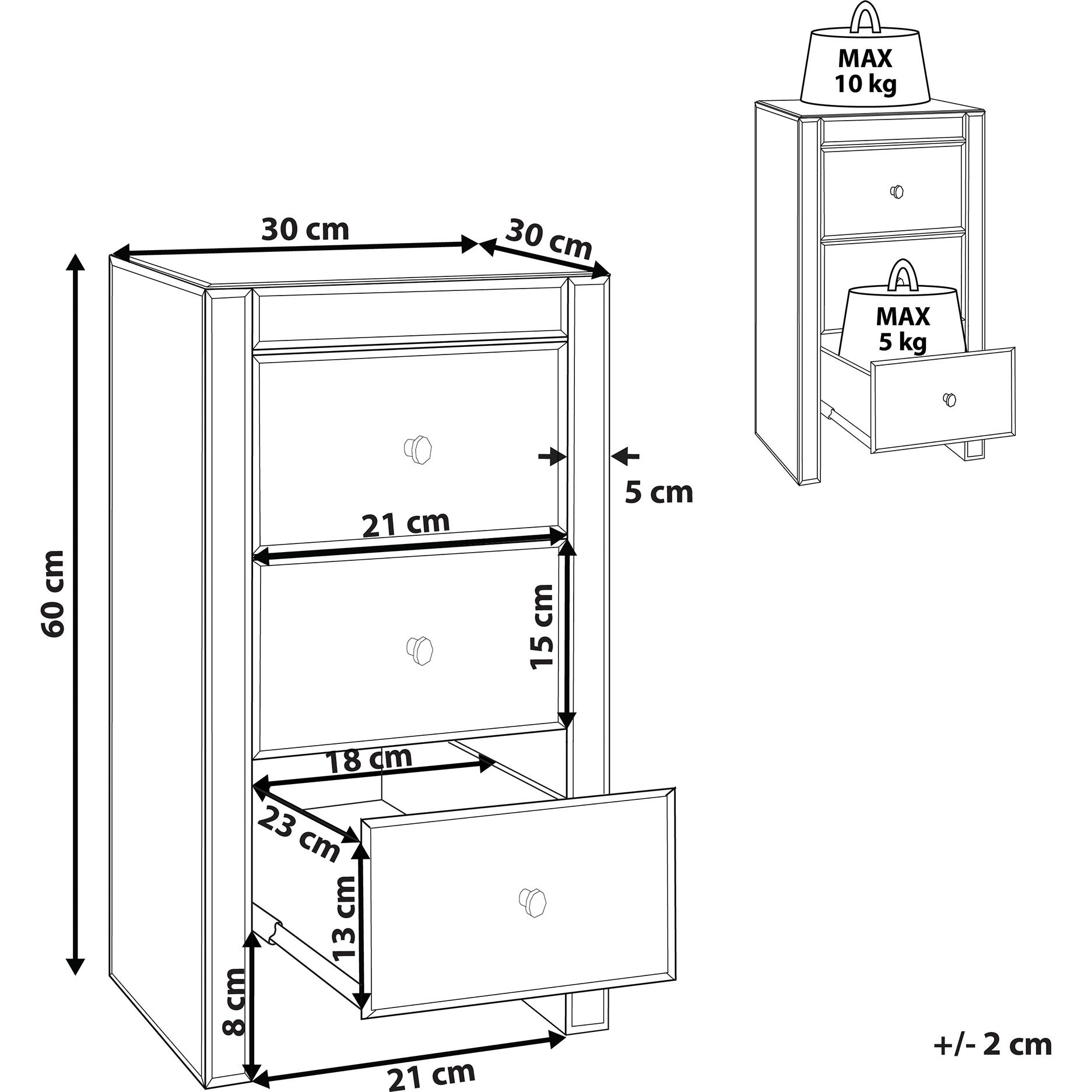 Thumbnail - Beliani, Nachttisch, Lorris (30 x 30 x 60 cm)