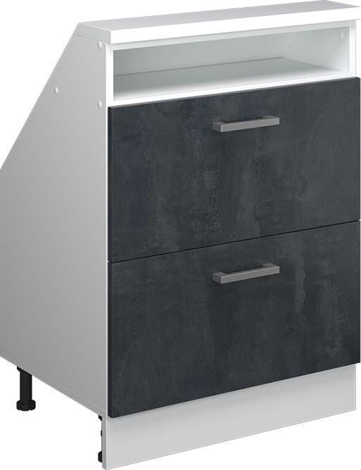 Produktbild Vichy Dachschrägenschrank Rion, Schwarz Beton/Weiss/Weiss, mit 2 Schubladen (46 x 60 x 81.60 cm)