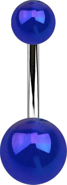 Produktbild Star Piercing Banane silber mit zwei Kugeln metallbeschichtet dunkelblau (ohne Messing, Chirurgenstahl 316L, Acryl)