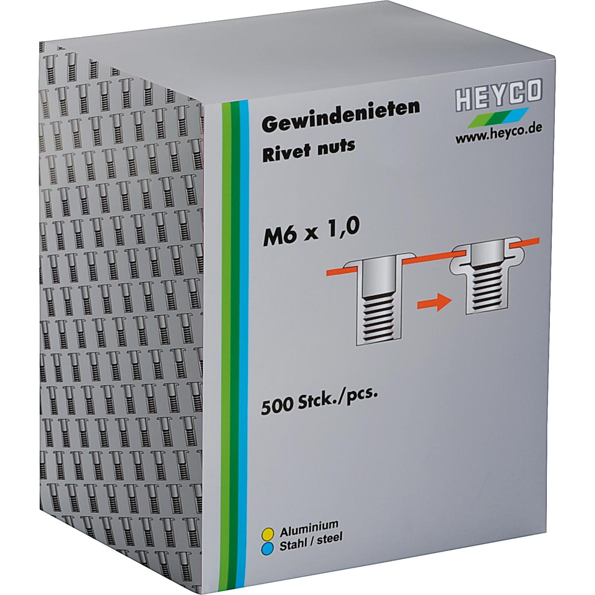 HEYCO, Rivetti, Set di rivetti filettati in scatola di cartone