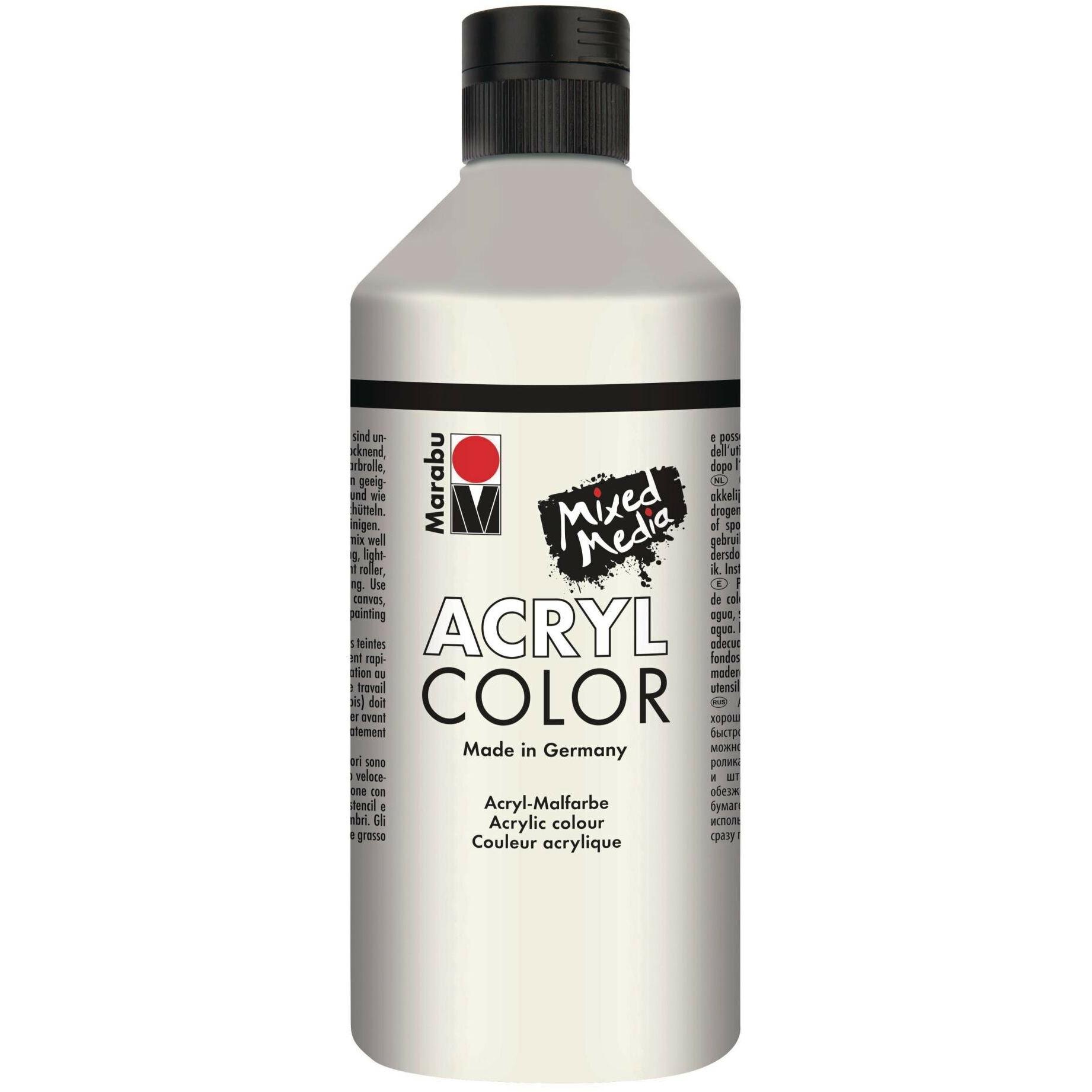 Marabu, Künstlerfarbe + Bastelfarbe, Acryl Color (White, 500 ml)