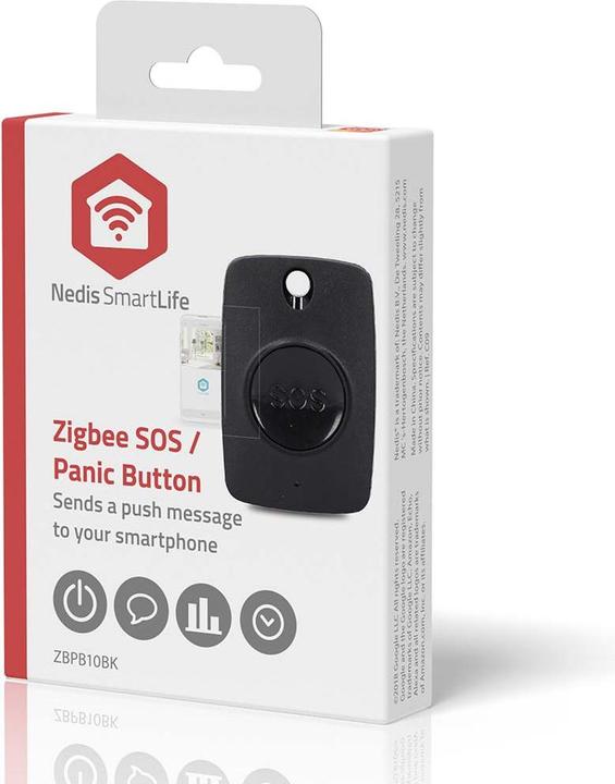 Actual product image Nedis Smart panic button Zigbee 3.0 | Battery type - Energy: CR2450 | Black