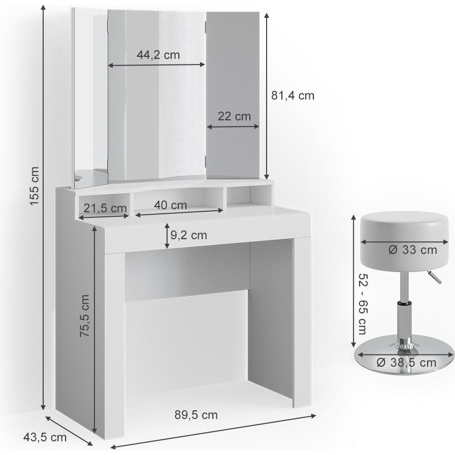 Thumbnail - Vicco, Schminktisch, Nora mit Hocker