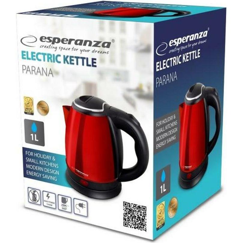 Thumbnail - Esperanza EKK128R Wasserkocher Parana 1 L Schwarz Rot 1350 W, Wasserkocher, Schwarz, Rot