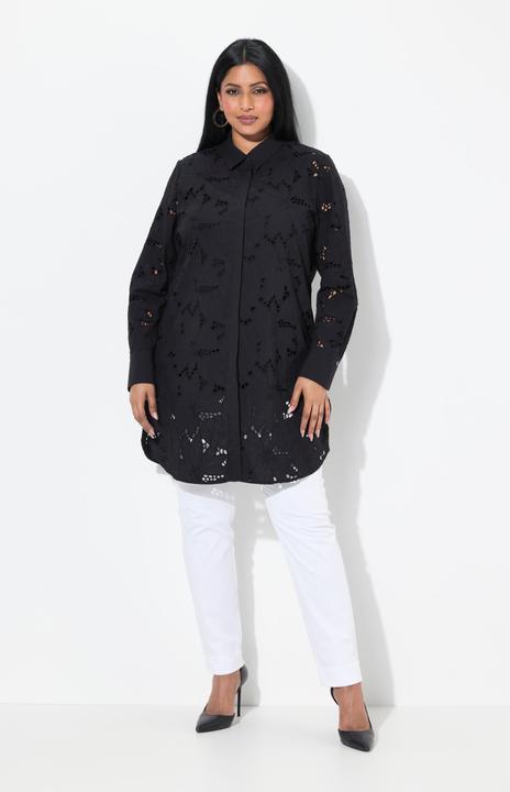 Produktbild Ulla Popken Longbluse, Lochspitze, Hemdkragen, Langarm (42, 44)