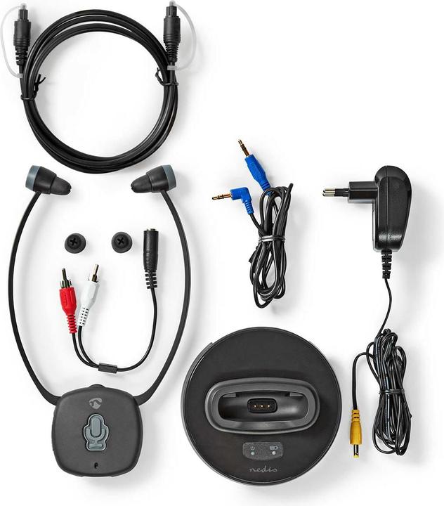 Immagine prodotto Nedis HPRF021BK Cuffie TV wireless RF In Ear Durata massima della batteria: 7 ore 25 m Audio digitale La (7 h, Cablato)