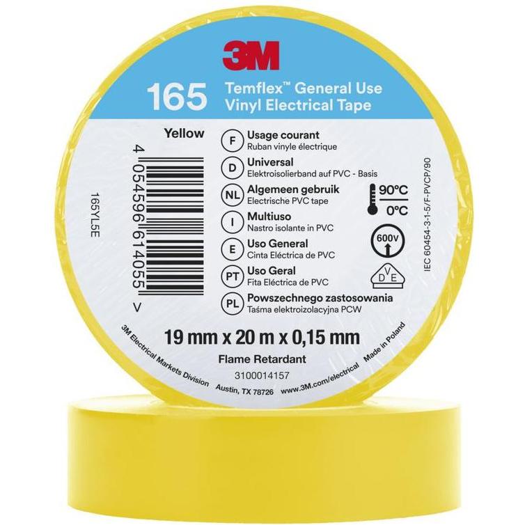 3M, Klebeband, Temflex Vinyl-Isolierband 165, 19 mm x 20 m (19 mm)