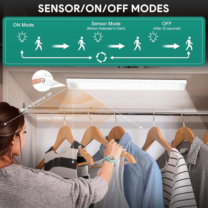 Actual product image Tailcas 3er Set LED Unterbauleuchte mit Bewegungsmelder (360 lm)