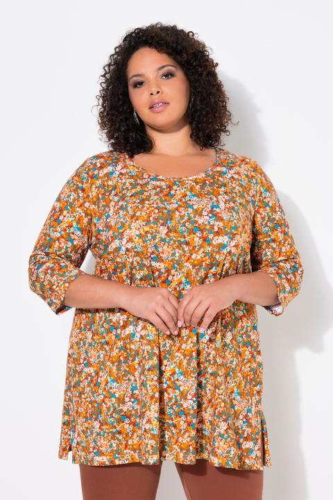 Actual product image Ulla Popken Floral 3/4 Sleeve Knit Tunic (68)