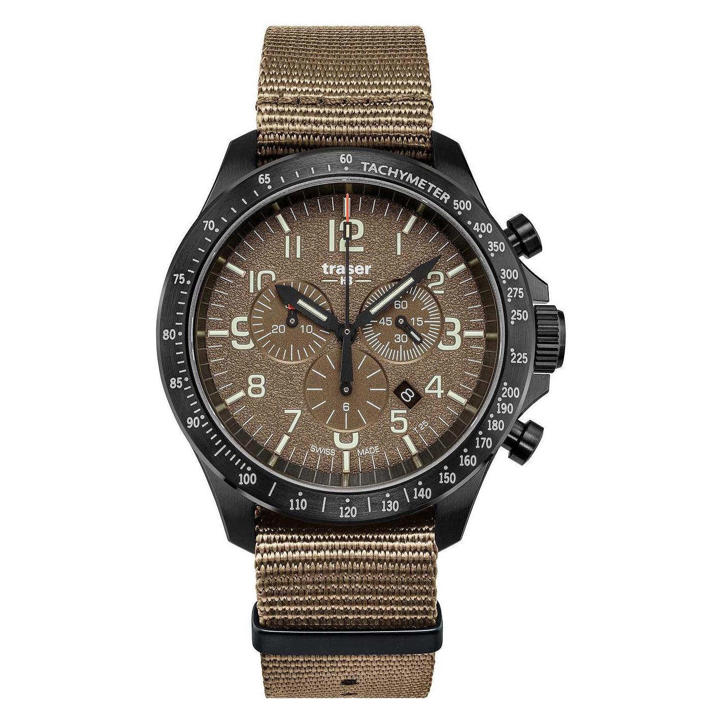 Traser, Armbanduhr, P67 Officer Pro Chrono, Braun, (Chronograph, 46 mm)