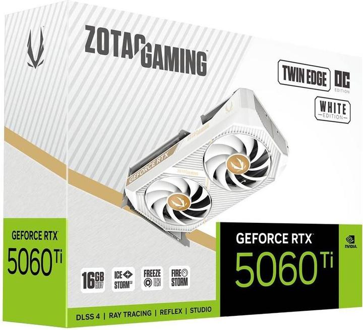 Actual product image Zotac GAMING GeForce RTX 5060 Ti 16GB Twin Edge OC GDDR7 3xDP 1xHDMI White Edition (16 GB)