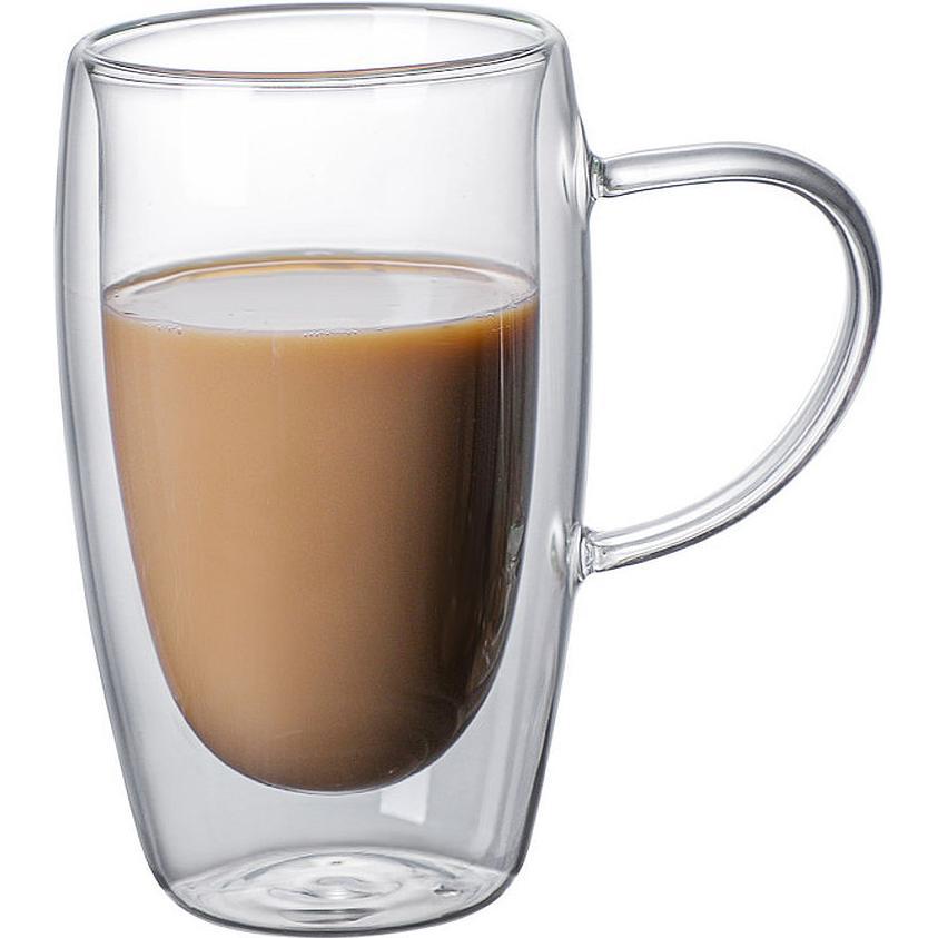 Bdt Doppelwandige Thermoglastasse Tasse, Borosilikatglas, 450 ml, spülmaschinengeeignet, Tazza, Trasparente