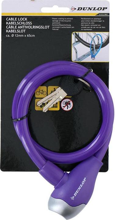 Image du produit Dunlop - Spiral-Fahrradschloss mit Schlüssel 65 cm (Lila)