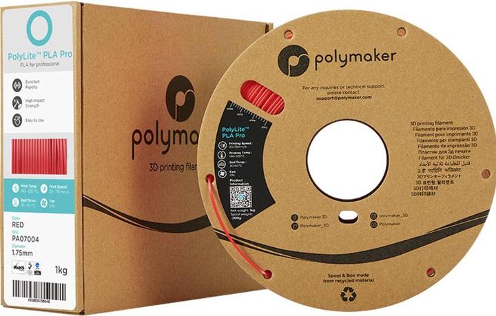 Produktbild Polymaker PolyLite PLA PRO Red 1.75mm 1kg (PLA-R, 1.75 mm, 1000 g, Rot)
