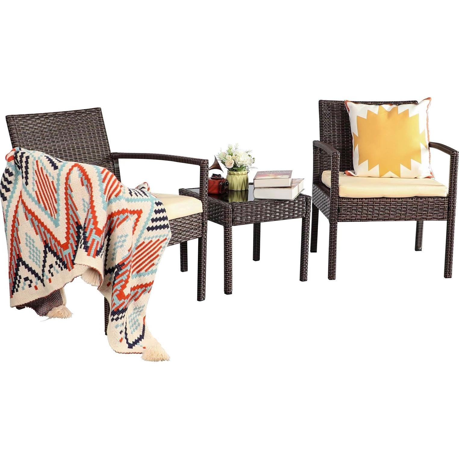 HTI-Living, Gartentisch + Balkontisch, Sitzgruppe 3-teilig Santadi (60 cm)