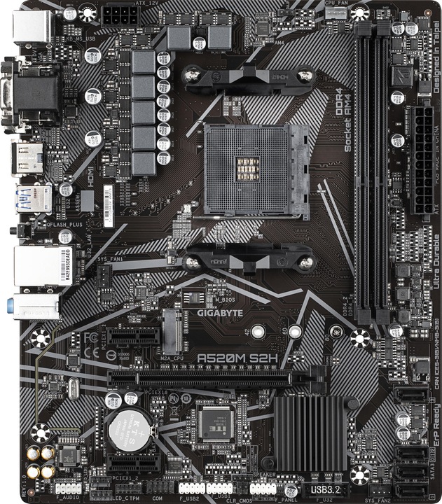 Produktbild Gigabyte A520M S2H 1.0 Prozessorfamilie AMD, Prozessorsockel AM4 (AM4, AMD A520, mATX)