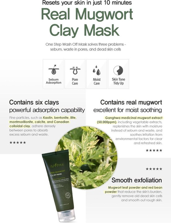 Actual product image Isntree Real Mugwort Clay Mask Cleansing Face Mask 100ml (100 ml)