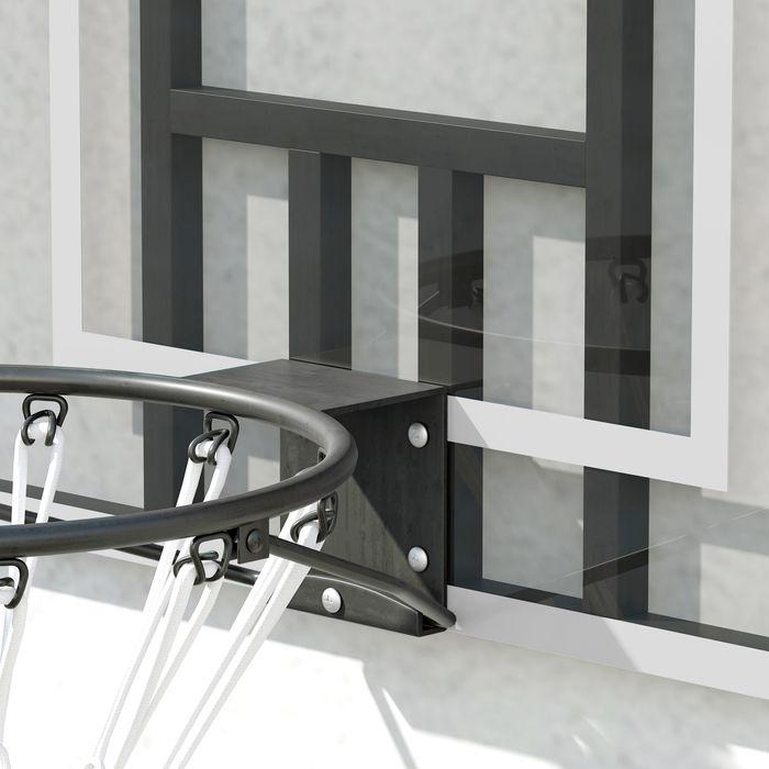 Actual product image Swisshandel24 Basketballkorb, Basketballbrett mit Korb, Wandmontage, für Outdoor, Stahl, weiss