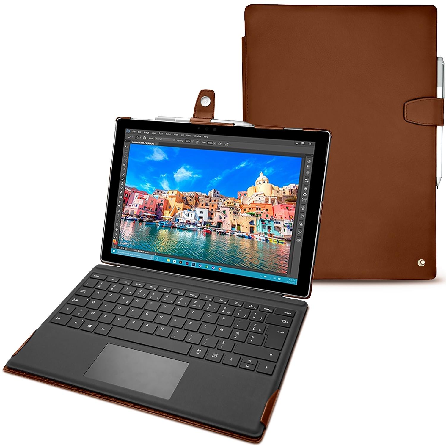 Noreve Lederschutzhülle (Microsoft Surface Pro 4), Tablet Hülle, Braun