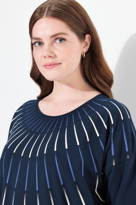 Immagine prodotto Ulla Popken Maglia dal taglio oversize in cotone biologico con scollo a girocollo e maniche a 3/4 (50, 52)