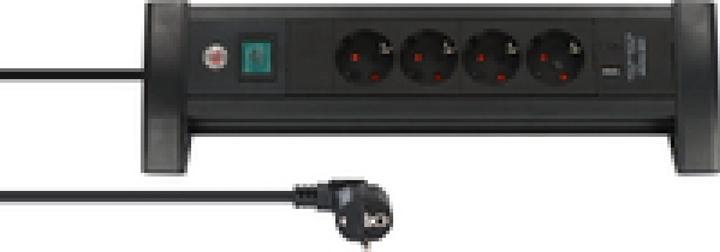 Produktbild Brennenstuhl ALU-Office-Line 4fach schwarz weiss *DE* (4 x, USB-A, USB-C, 1.80 m)