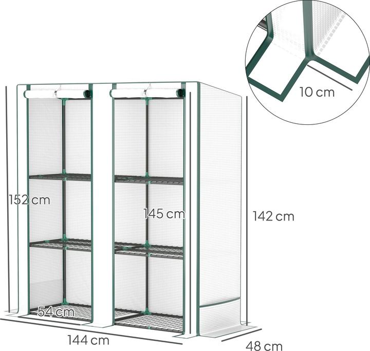 Produktbild Outsunny Gewächshaus Stahl, Kunststoff Weiss
