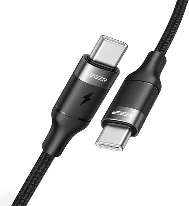 Produktbild Veger Cable cable Type C to Type C PD 5A 100W CC02 1,5 m black (1.50 m, USB 2.0, 100 W)