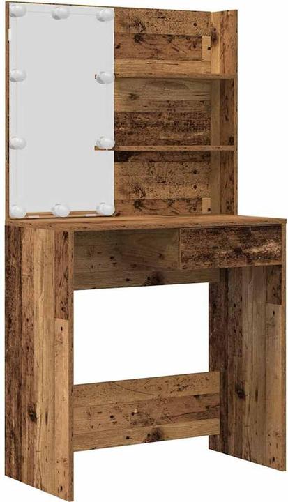 Actual product image VidaXL Schminktisch-Set mit LED-Leuchten Altholz-Optik Holzwerkstoff (74.5 x 40 x 141 cm)