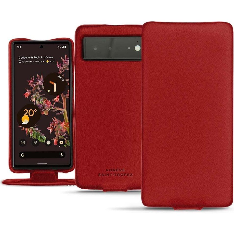 Noreve Lederschutzhülle vertikal (Google Pixel 6), Smartphone Hülle, Rot