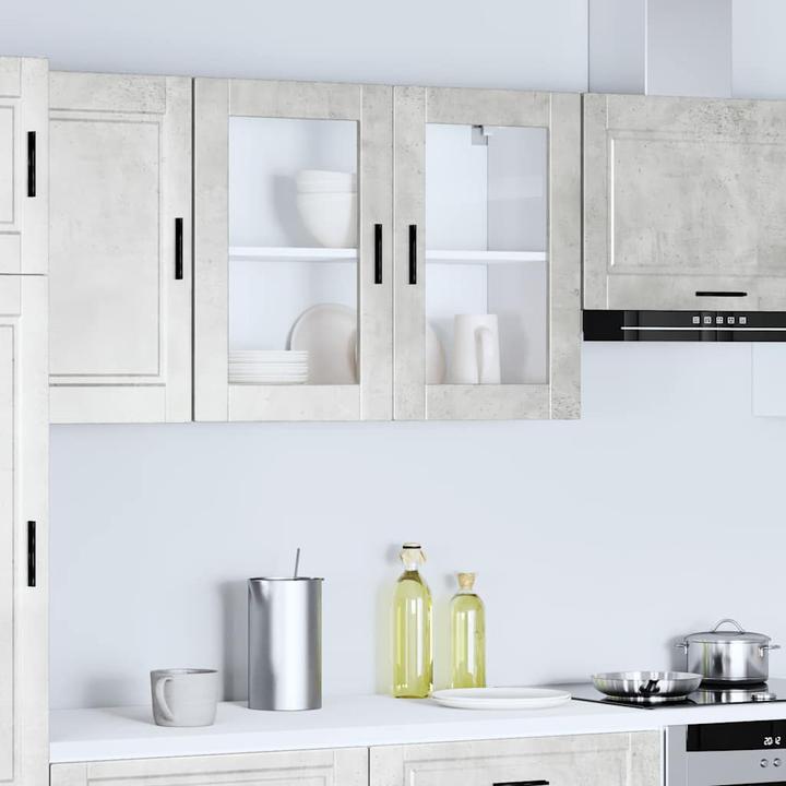 Actual product image VidaXL Kitchen wall unit with glass door Porto concrete grey Kitchen wall unit (80 x 31 x 60 cm)