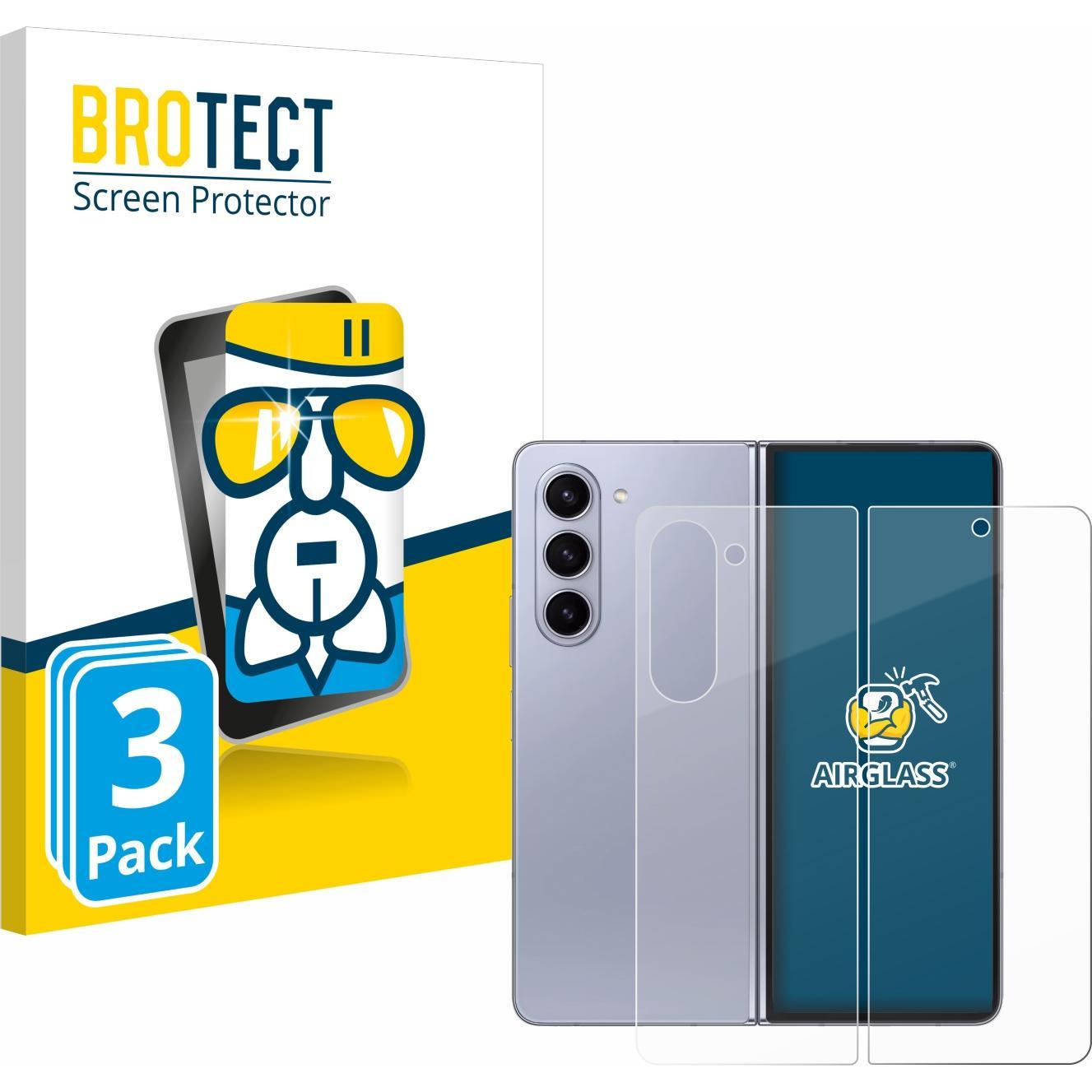 BROTECT AirGlass Panzerglasfolie (3 Stück, Samsung Galaxy Z Fold5), Smartphone Schutzfolie, Transparent