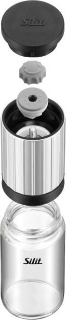 Produktbild Silit Salzmühle Pfeffermühle 13,5cm Keramikmahlwerk Piccante Glasbehälter (Pfeffer, Salz)