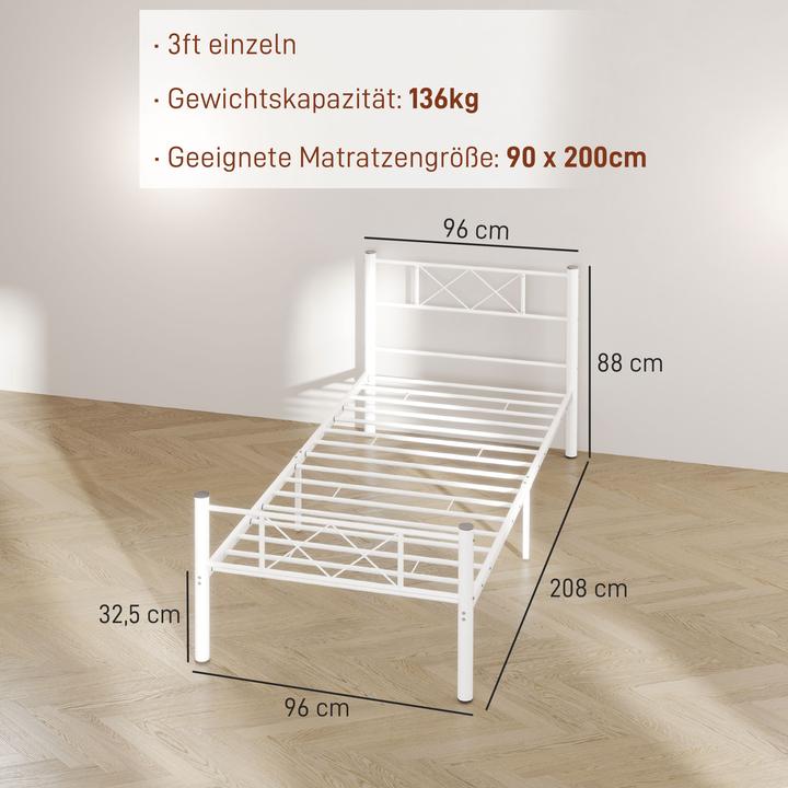 Produktbild Homcom Bettrahmen Stahl Weiss