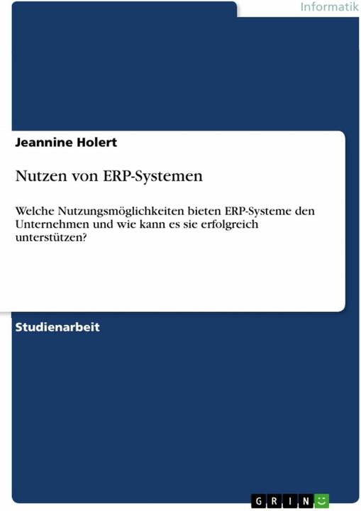 Actual product image Benefits of ERP systems (German, Jeannine Holert, 2018)