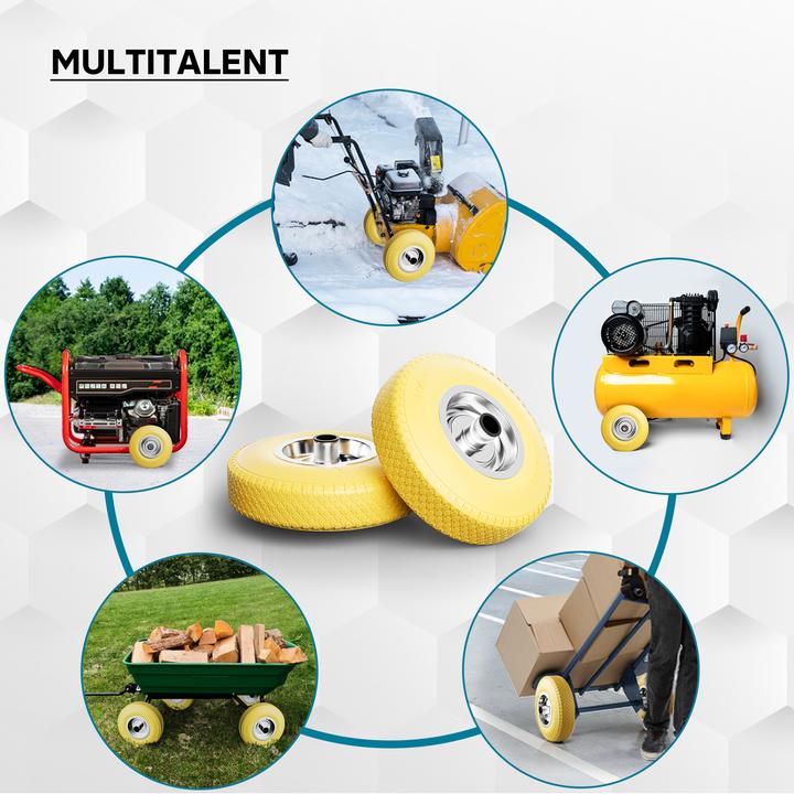 Produktbild Wiltec Schubkarren PU Rad 3.00-4 130kg Vollgummi Polyurethan Reifen pannensicher