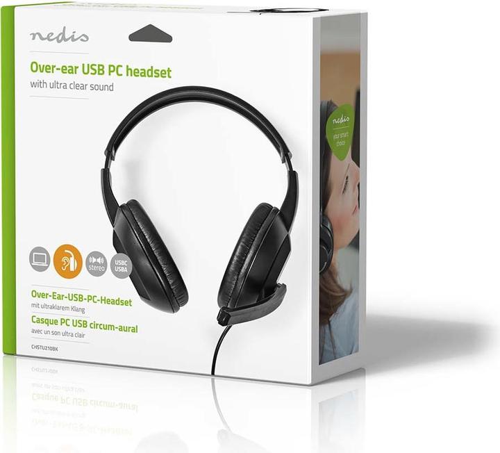 Immagine prodotto Nedis Cuffie per PC Over-Ear - Nero (Cablato, USB-A, Team Microsoft, Zoom)