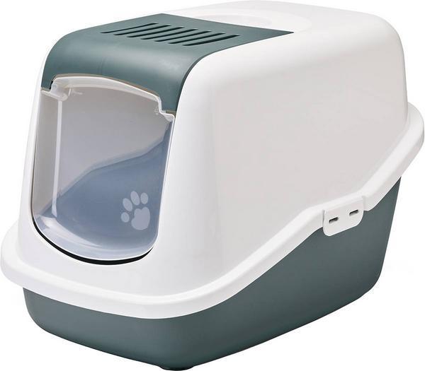 Savic Cat Toil Nestor Dark Green/White (Cat litter box closed)