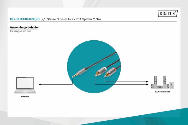 Actual product image Digitus Audio adapter cable, 3.5mm jack to cinch (3 m)