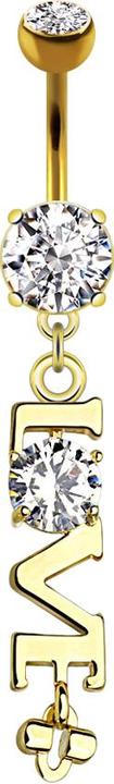 Immagine prodotto Star Piercing Ciondolo Banana in argento placcato oro 14k con due sfere di cristallo Love (Ottone, Acciaio chirurgico 316L)