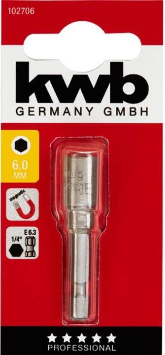 Image du produit kwb Clé à douille 6Mm, magnétique, E6.3 (6 mm)