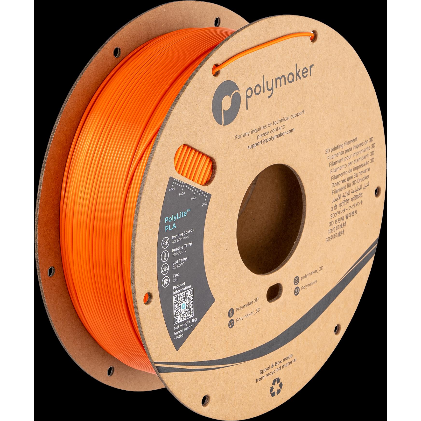 Thumbnail - Polymaker PolyLite PLA (PLA, 1.75 mm, 1000 g, Orange), 3D Filament, Orange