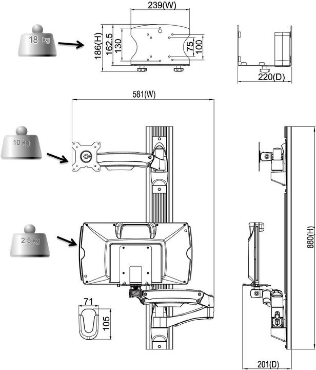 Image du produit Icy Box IB-MS6003-W (Mur, 24", 8 kg)