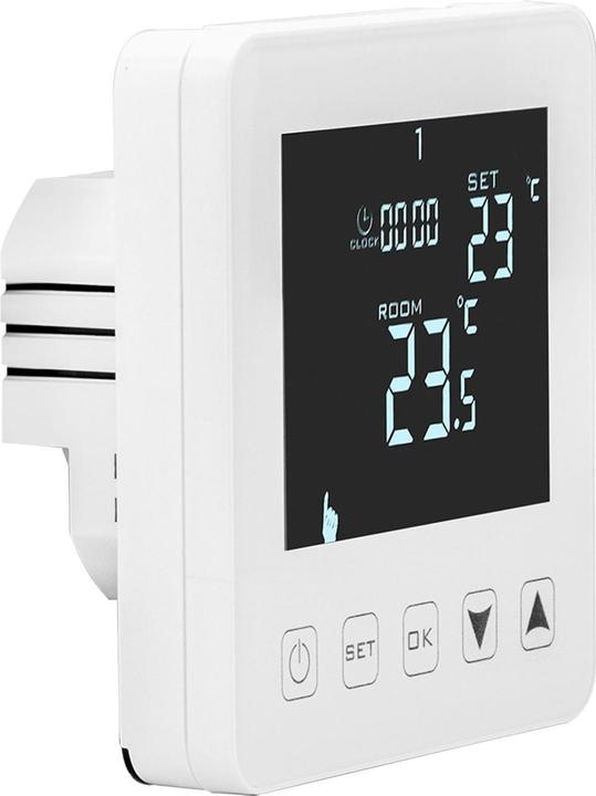 Actual product image Casativo Wall thermostat for underfloor heating, touch buttons, LCD display, programmable, set of 4
