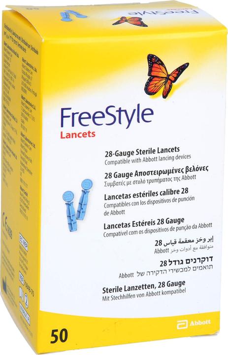 Image du produit AMO Lancettes stériles FreeStyle, calibre 28 compatibles avec les autopiqueurs Abbott, 50 pcs. (Lancette)
