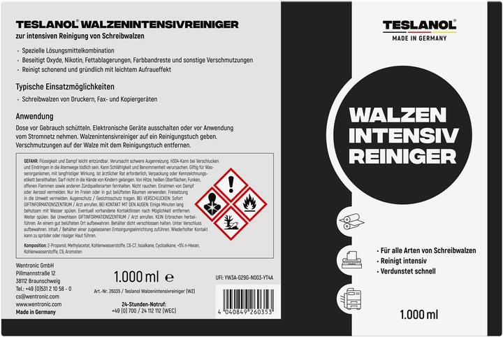 Nährwerte und Zutaten Teslanol WalzenReiniger