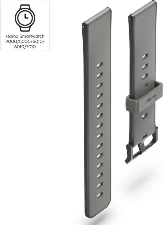 Image du produit Hama Armband zum Wechseln für Smartwatch 9000, Silikon, Anthrazit/Schwarz (Silicone)