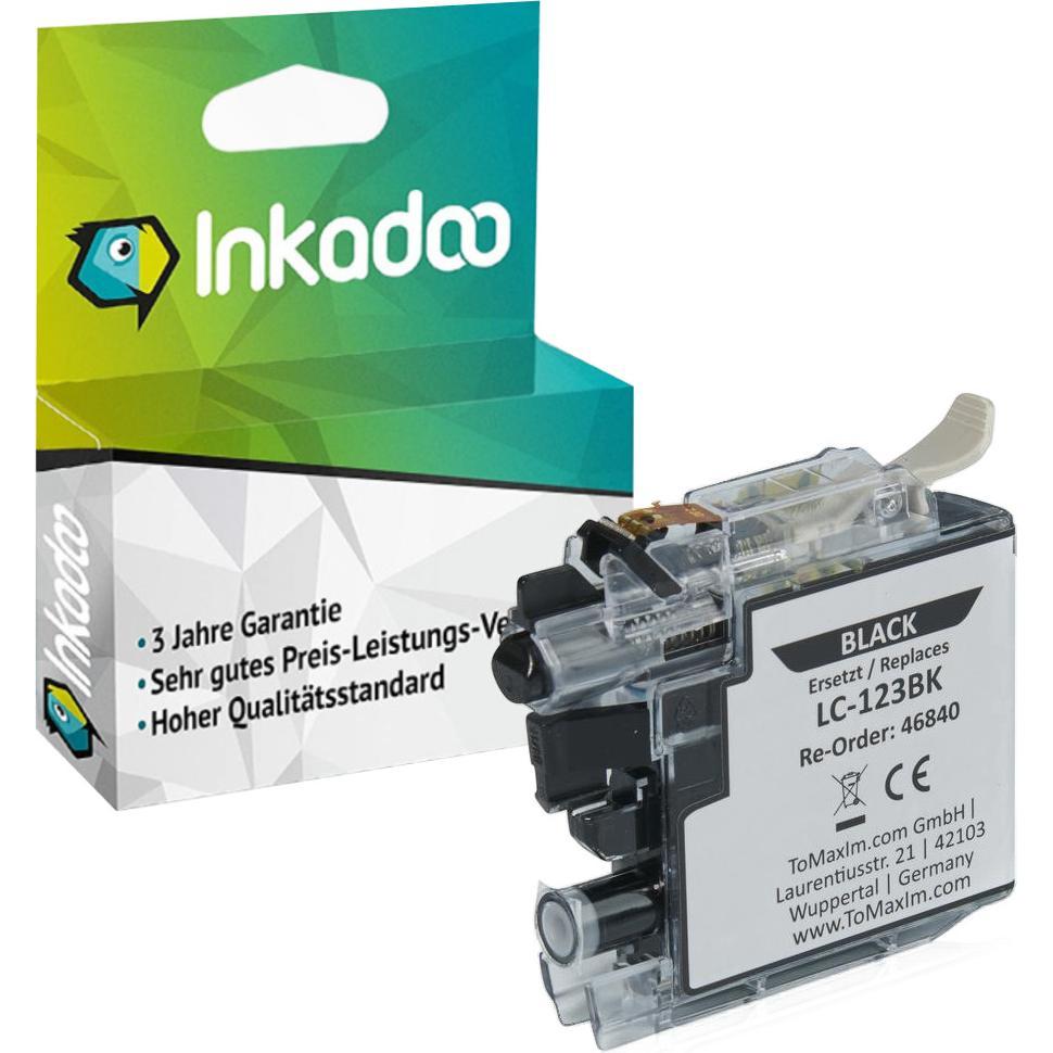 Inkadoo, Druckerpatrone, Druckerpatronen kompatibel zu Brother LC-123BK Tintenpatrone, schwarz Schwarz (BK)