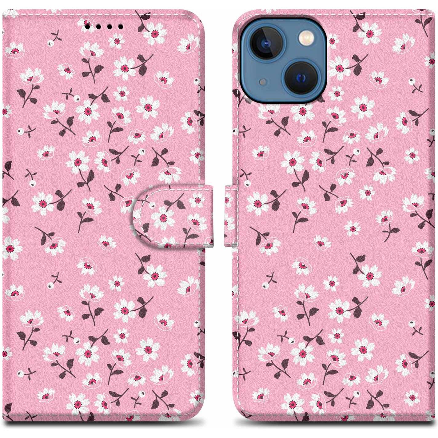 Cadorabo Hülle für Apple iPhone 14 im Book Print Style (Apple iPhone 14), Smartphone Hülle, Rosa