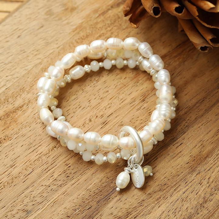 Produktbild Andreani Armband mit Anhänger aus echten Süsswasserperlen (80 cm, Steine)